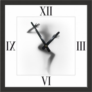 Часы с паспарту в черном багете 33х33 ЧБМ(219)